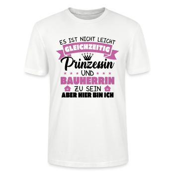 Prinzessin und Bauherrin - Stanley/Stella Unisex Bio-T-Shirt CRAFTER - Weiß - Vorne - Alina (178cm) & Michal (187cm)