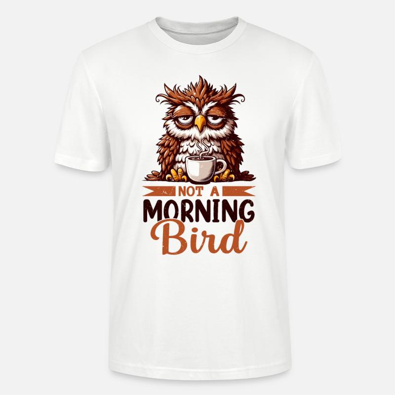 Mürrische Eule Mit Kaffee - T-shirt bio CRAFTER Stanley Stella Unisexe - blanc