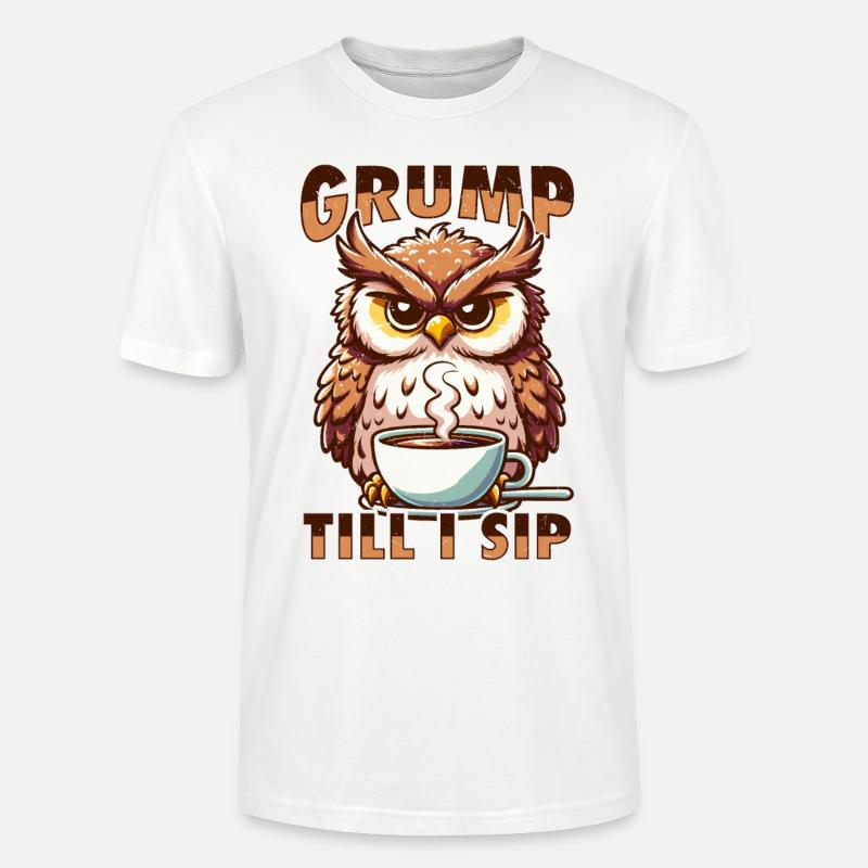 Mürrische Eule Mit Kaffee - T-shirt bio CRAFTER Stanley Stella Unisexe - blanc