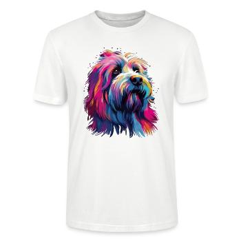 Wasserfarben Farbenfroher Bearded Collie - Stanley/Stella Unisex Bio-T-Shirt CRAFTER - Weiß - Vorne - Alina (178cm) & Michal (187cm)