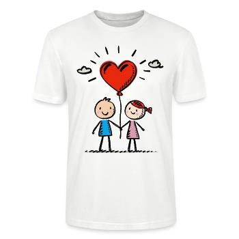 Strichmännchen Liebespaar Pärchen Liebe - Stanley/Stella Unisex Bio-T-Shirt CRAFTER - Weiß - Vorne - Alina (178cm) & Michal (187cm)