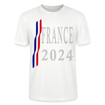 France 2024 - nouveau design - T-shirt bio CRAFTER Stanley Stella Unisexe - blanc - Devant - Alina (178cm) & Michal (187cm)
