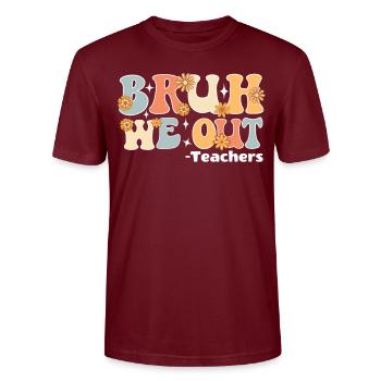 Retro Ende des Schuljahres Lehrer Sommer - Stanley/Stella Unisex Bio-T-Shirt CRAFTER - Burgunderrot - Vorne - Alina (178cm) & Michal (187cm)