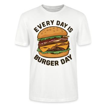 Jeder Tag ist Burgertag bunter Spaß - Stanley/Stella Unisex Bio-T-Shirt CRAFTER - Weiß - Vorne - Alina (178cm) & Michal (187cm)