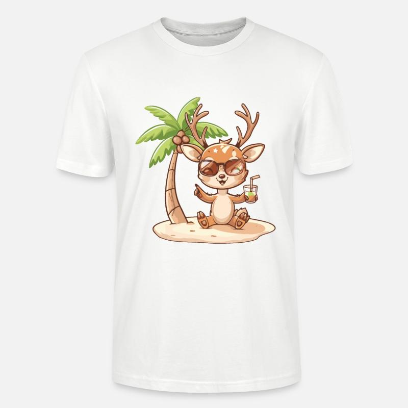 Hirsch Sommer Strand Comic - Stanley/Stella Unisex Bio-T-Shirt CRAFTER - Weiß