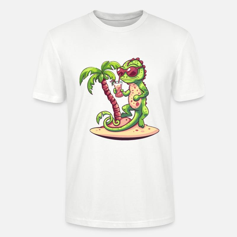 Chameleon Sommer Strand Comic - Stanley/Stella Unisex Bio-T-Shirt CRAFTER - Weiß