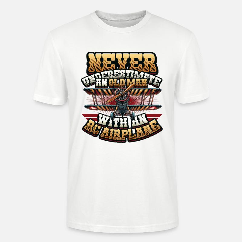 Alter Mann Mit Modellflugzeug - Stanley/Stella Unisex Bio-T-Shirt CRAFTER - Weiß