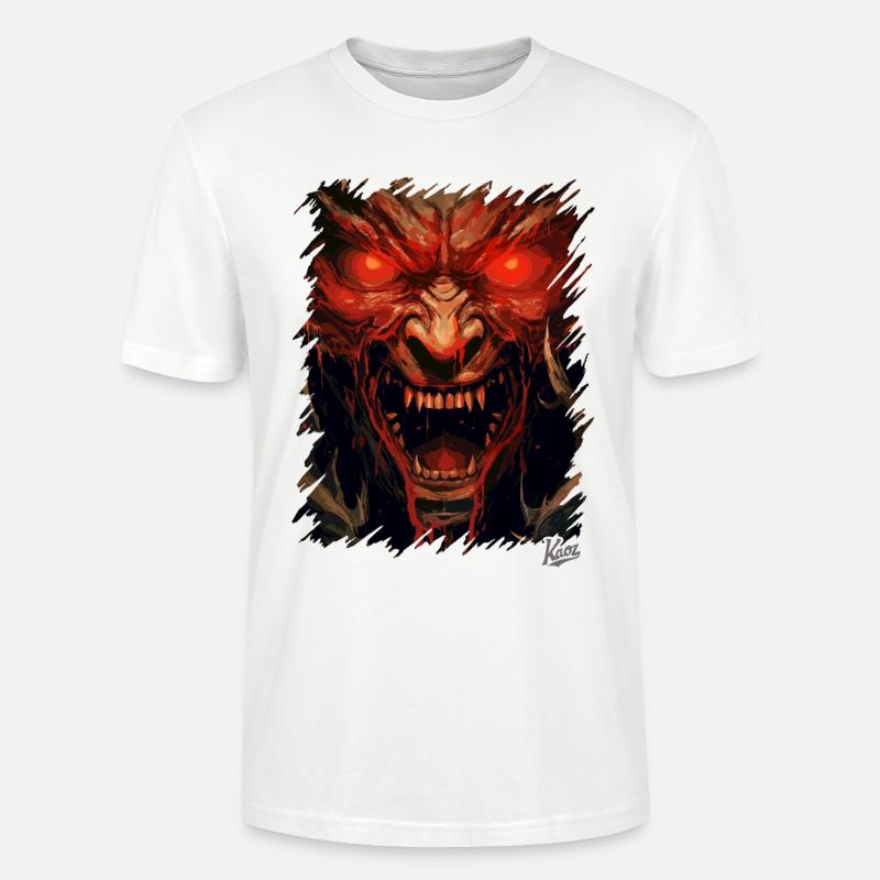 Evil Devil’s Eyes : Monstre Satan - T-shirt bio CRAFTER Stanley Stella Unisexe - blanc