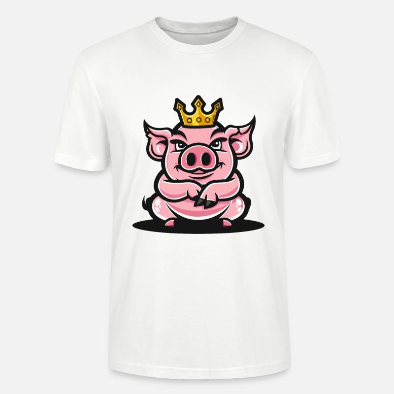 Schwein Comic Krone - Stanley/Stella Unisex Bio-T-Shirt CRAFTER - Weiß