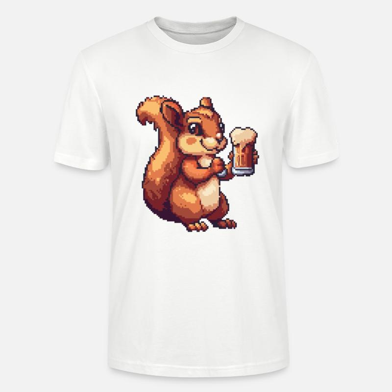 Eichhörnchen Bier Pixel - Stanley/Stella Unisex Bio-T-Shirt CRAFTER - Weiß