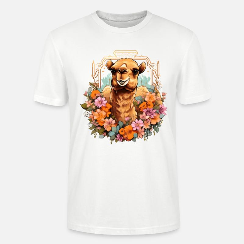 Kamel Kamelkopf Blumen - Stanley/Stella Unisex Bio-T-Shirt CRAFTER - Weiß