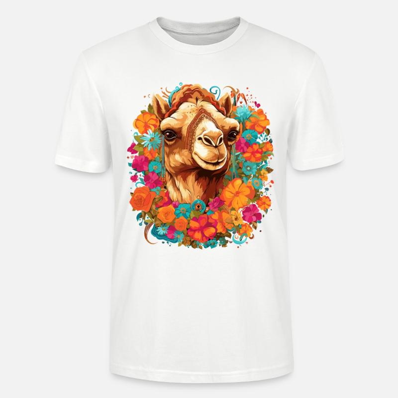 Kamel Kamelkopf Blumen - Stanley/Stella Unisex Bio-T-Shirt CRAFTER - Weiß