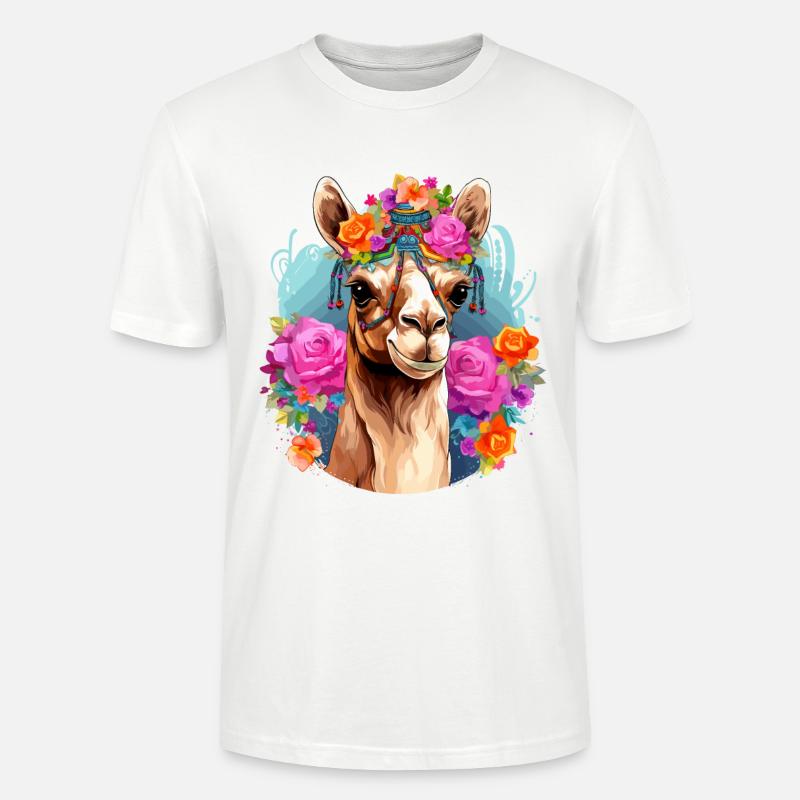 Kamel Kamelkopf Blumen - Stanley/Stella Unisex Bio-T-Shirt CRAFTER - Weiß