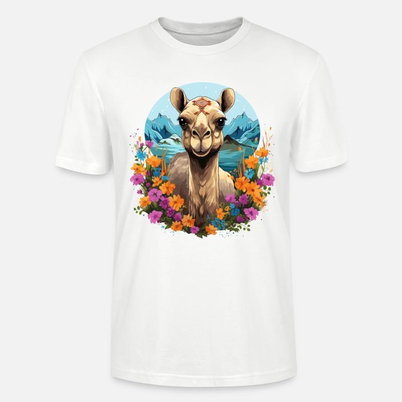Kamel Kamelkopf Blumen - Stanley/Stella Unisex Bio-T-Shirt CRAFTER - Weiß