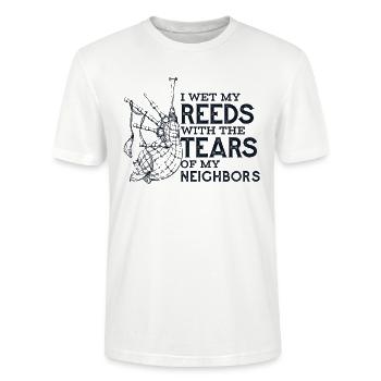 Mouillez mon roseau avec les larmes de mes voisins sarbacane - T-shirt bio CRAFTER Stanley Stella Unisexe - blanc - Devant - Alina (178cm) & Michal (187cm)