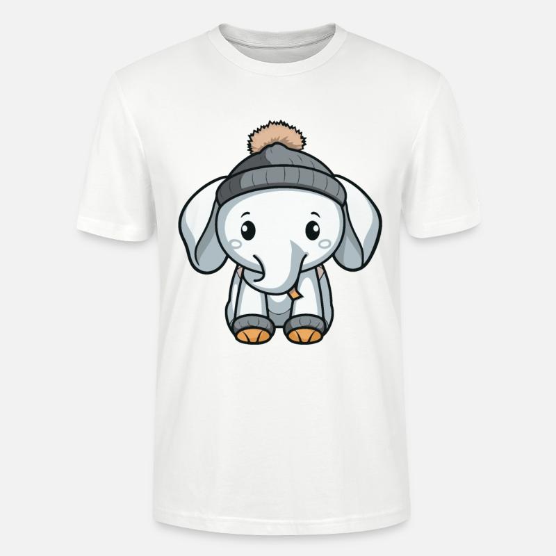 Elefant Winter Comic Niedlich - Stanley/Stella Unisex Bio-T-Shirt CRAFTER - Weiß