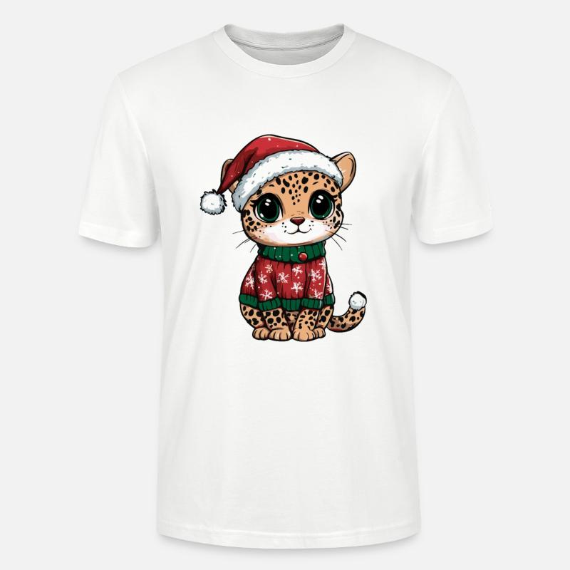 Noël léopard - T-shirt bio CRAFTER Stanley Stella Unisexe - blanc