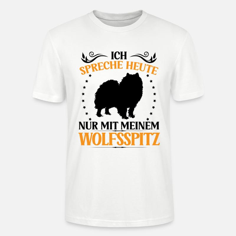 Wolfsspitz Spreche nur mit Keeshond - Stanley/Stella Unisex Bio-T-Shirt CRAFTER - Weiß