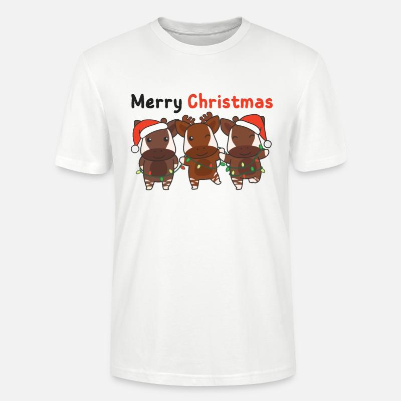 Okapi Noël Hiver Animaux Okapi - T-shirt bio CRAFTER Stanley Stella Unisexe - blanc