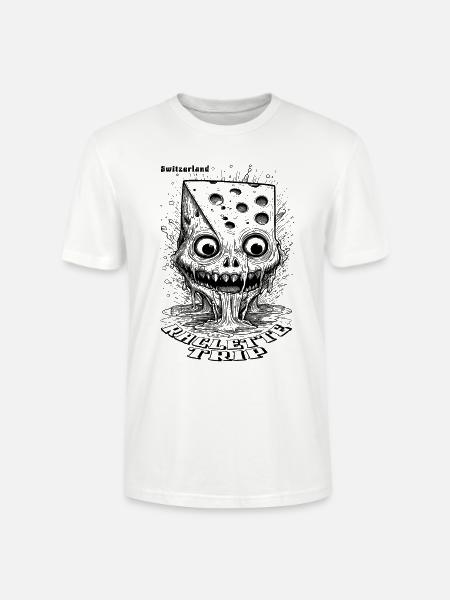 Comic Horror T-Shirt with Melting Cheese - Stanley/Stella CRAFTER Unisex Organic T-Shirt - white