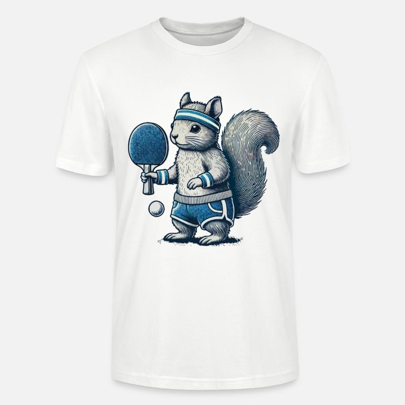 Retro Tischtennis Eichhörnchen Spaß - Stanley/Stella Unisex Bio-T-Shirt CRAFTER - Weiß