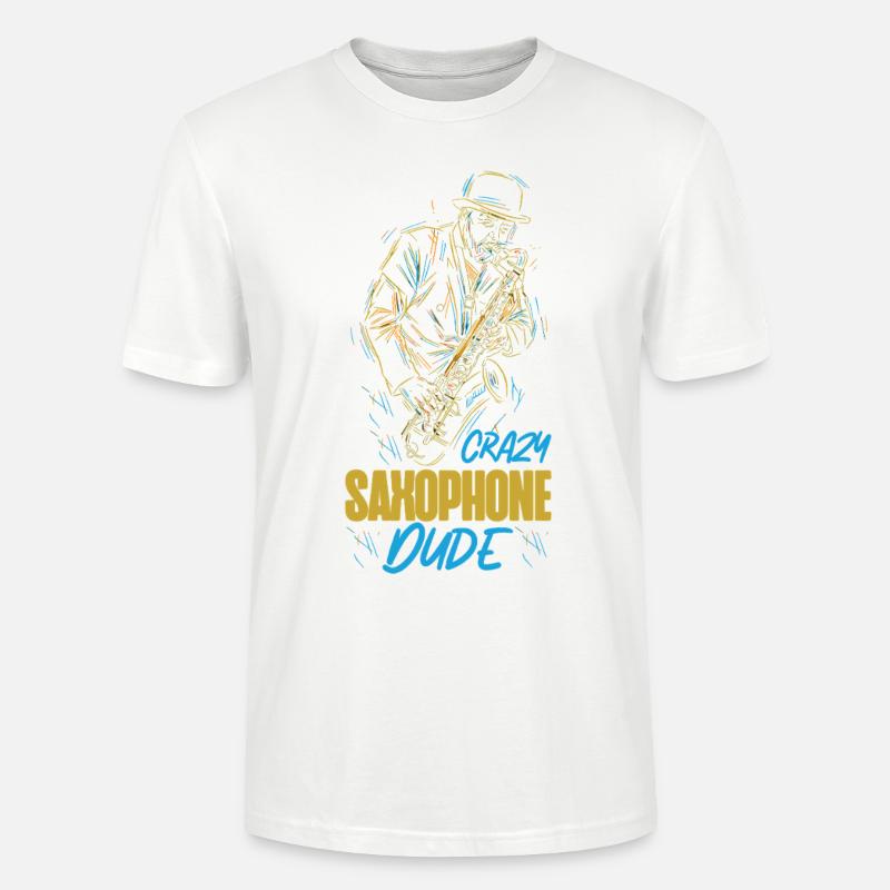 Saxophone Crazy Saxophone Dude - Stanley/Stella Unisex Bio-T-Shirt CRAFTER - Weiß