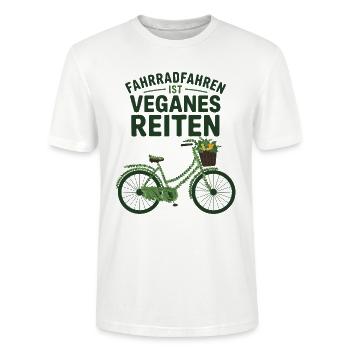 Le vélo, c’est faire du vélo végétalien - T-shirt bio CRAFTER Stanley Stella Unisexe - blanc - Devant - Alina (178cm) & Michal (187cm)
