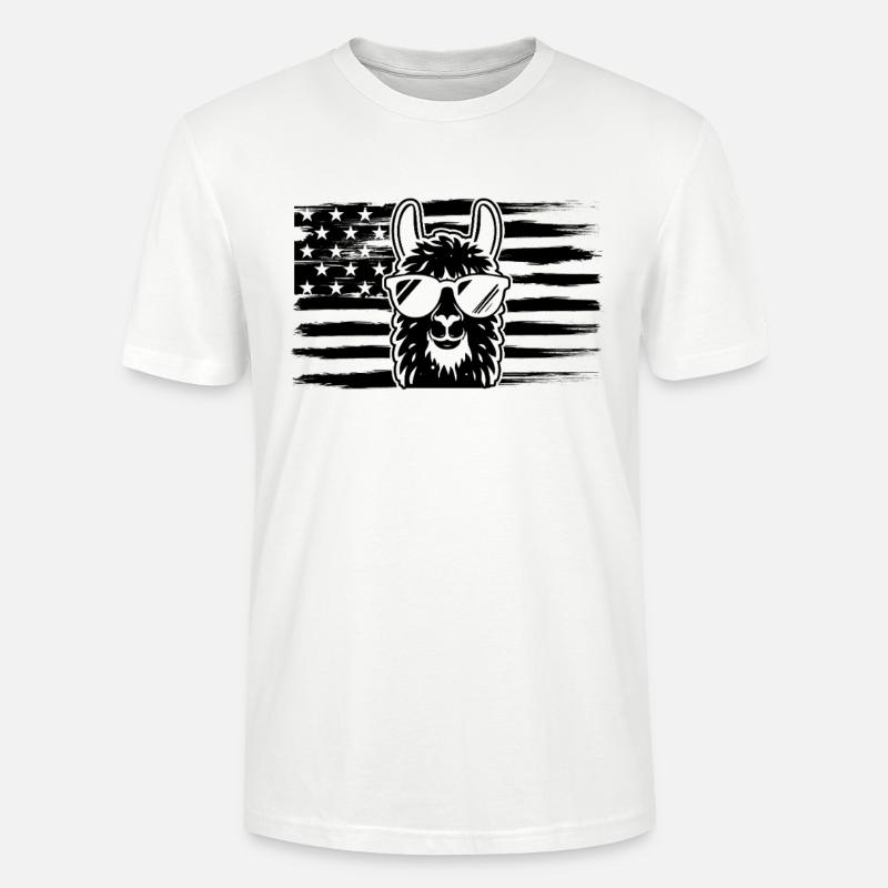 Llama US Flag Llama - Stanley/Stella Unisex Bio-T-Shirt CRAFTER - Weiß