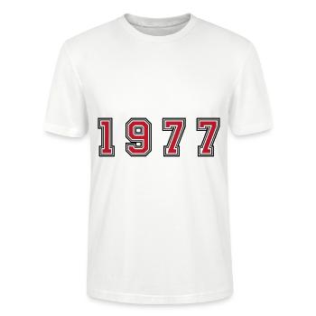 1977 Jahr Zahl - Stanley/Stella Unisex Bio-T-Shirt CRAFTER - Weiß - Vorne - Alina (178cm) & Michal (187cm)
