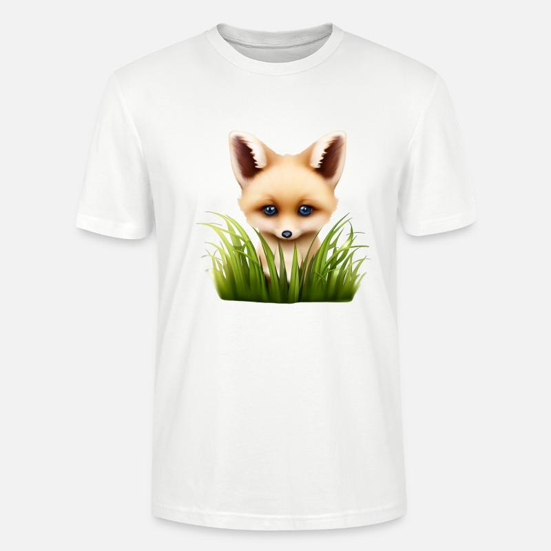 Petit renard caché dans l’herbe - T-shirt bio CRAFTER Stanley Stella Unisexe - blanc