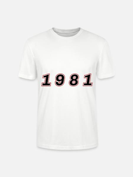 1981 Year Number - Stanley/Stella CRAFTER Unisex Organic T-Shirt - white