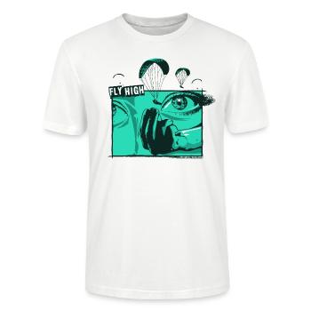 Parapente Eyes Fly High turquoise - T-shirt bio CRAFTER Stanley Stella Unisexe - blanc - Devant - Alina (178cm) & Michal (187cm)