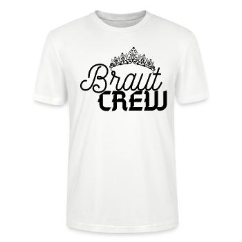 Braut CREW - JGA Premium Shop - Für die ganze CREW - Stanley/Stella Unisex Bio-T-Shirt CRAFTER - Weiß - Vorne - Alina (178cm) & Michal (187cm)