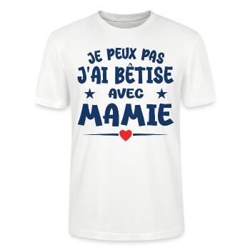 I can't I messed up with grandma - Stanley/Stella CRAFTER Unisex Organic T-Shirt - white - Front - Alina (178cm) & Michal (187cm)