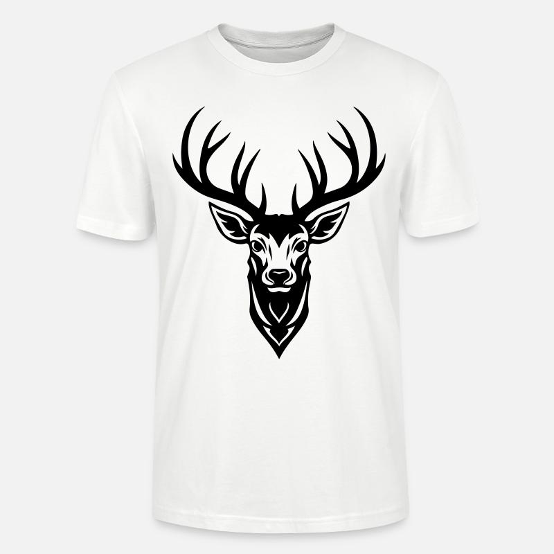 Hirsch Silhouette Kopf Geweih - Stanley/Stella Unisex Bio-T-Shirt CRAFTER - Weiß