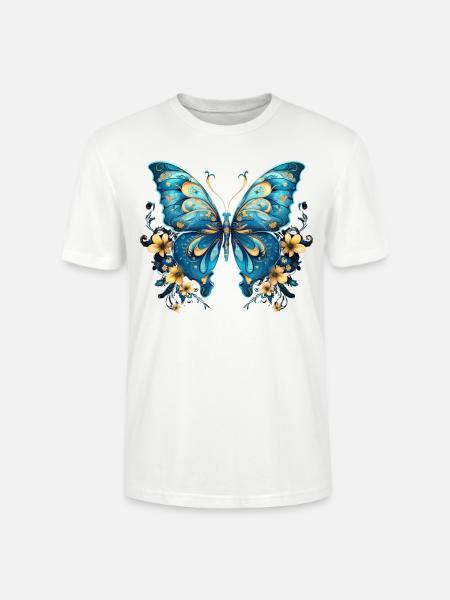 Beautiful Blue Butterfly - Stanley/Stella CRAFTER Unisex Organic T-Shirt - white