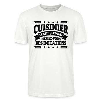 CUISINIER LE SEUL LE VRAI - T-shirt bio CRAFTER Stanley Stella Unisexe - blanc - Devant - Alina (178cm) & Michal (187cm)