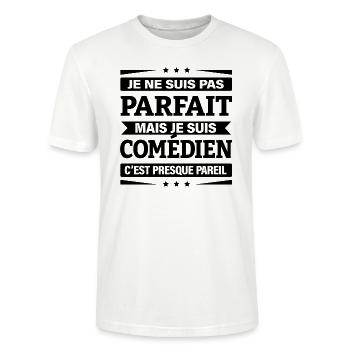 JE SUIS COMÉDIEN - T-shirt bio CRAFTER Stanley Stella Unisexe - blanc - Devant - Alina (178cm) & Michal (187cm)