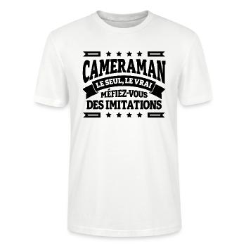 CAMERAMAN LE SEUL LE VRAI - T-shirt bio CRAFTER Stanley Stella Unisexe - blanc - Devant - Alina (178cm) & Michal (187cm)