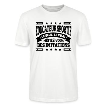 EDUCATEUR SPORTIF LE SEUL LE VRAI - T-shirt bio CRAFTER Stanley Stella Unisexe - blanc - Devant - Alina (178cm) & Michal (187cm)