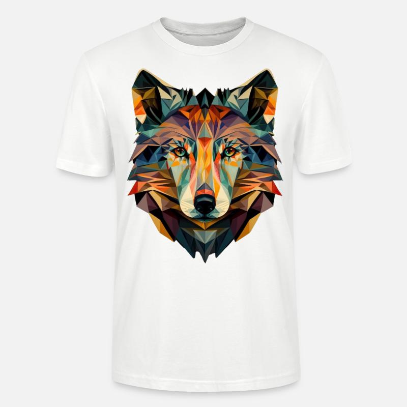 Wolf Gesicht Geometrisch Abstrakt bunt - Stanley/Stella Unisex Bio-T-Shirt CRAFTER - Weiß