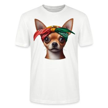 Chihuahua Le Rappeur - T-shirt bio CRAFTER Stanley Stella Unisexe - blanc - Devant - Alina (178cm) & Michal (187cm)