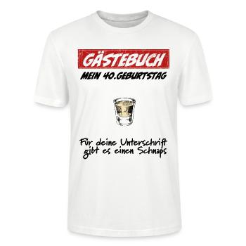 Gästebuch Geburtstag 40 Jahre Männer Frauen - Stanley/Stella Unisex Bio-T-Shirt CRAFTER - Weiß - Vorne - Alina (178cm) & Michal (187cm)