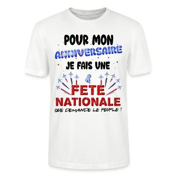 Mon Anniversaire Juillet Fête Nationale Homme - T-shirt bio CRAFTER Stanley Stella Unisexe - blanc - Devant - Alina (178cm) & Michal (187cm)