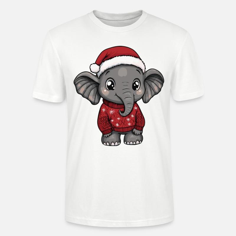 Elephant Christmas Comic - Stanley/Stella CRAFTER Unisex Organic T-Shirt - white