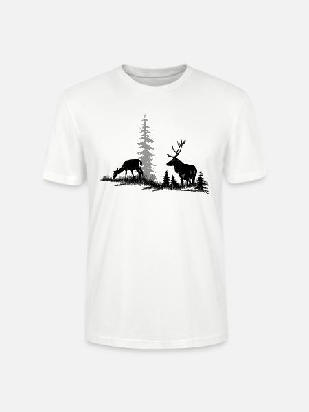 Rothirsch im Wald - Stanley/Stella Unisex Bio-T-Shirt CRAFTER - Weiß
