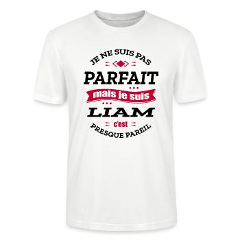 LIAM PARFAIT - PRENOM LIAM - T-shirt bio CRAFTER Stanley Stella Unisexe - blanc - Devant - Alina (178cm) & Michal (187cm)