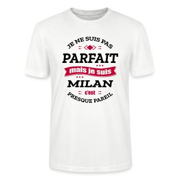 MILAN PARFAIT - PRENOM MILAN - T-shirt bio CRAFTER Stanley Stella Unisexe - blanc - Devant - Alina (178cm) & Michal (187cm)