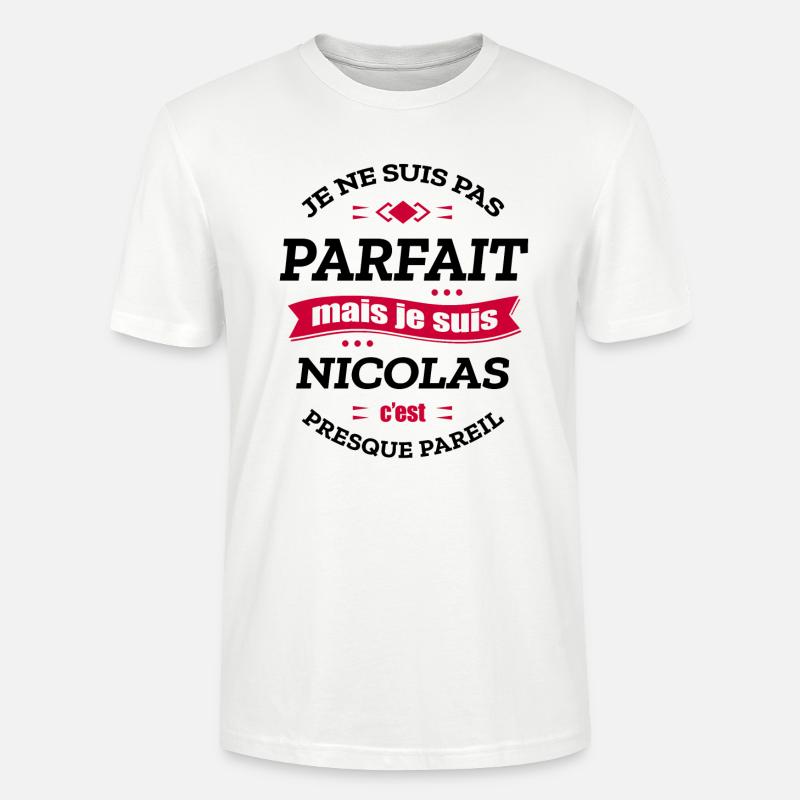 NICOLAS PARFAIT - PRENOM NICOLAS - T-shirt bio CRAFTER Stanley Stella Unisexe - blanc