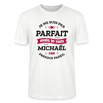 MICHAËL PARFAIT - PRENOM MICHAËL - T-shirt bio CRAFTER Stanley Stella Unisexe - blanc - Devant - Alina (178cm) & Michal (187cm)